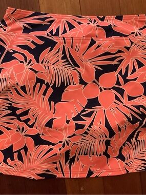 Lands' End Coral and Navy Tropical Swim Skort size 10. New with tag